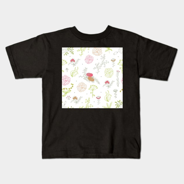 Elegance Seamless pattern with flowers, vector floral illustration in vintage style Kids T-Shirt by Olga Berlet